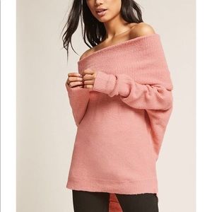 Off the shoulder sweater in blush